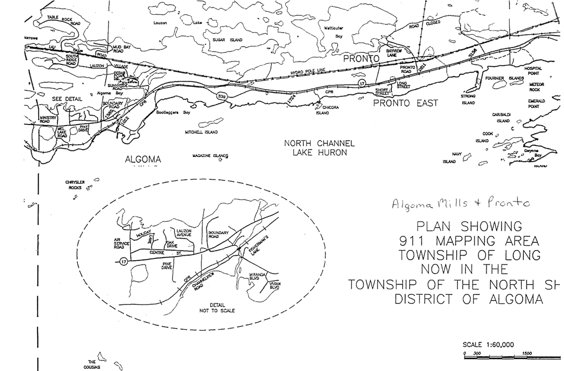Map of Algoma Mills and Pronto